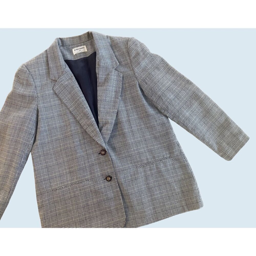 Vintage ALFRED DUNNER Oversized Plaid Double Button Blazer Sz Med